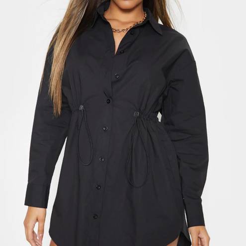 Pretty Little Thing Black Toggle Drawstring Shirt Dress