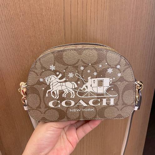 Coach  Mini Serena Satchel In Signature Canvas With Horse And Sleigh CN708