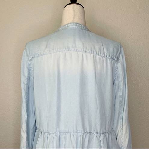 Caslon  100% Lyocell Chambray Bleach Button Down Peplum Top