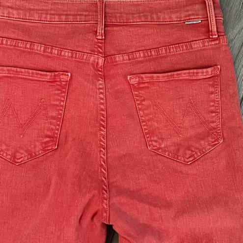 MOTHER Denim  The Swooner Rascal Ankle Fray Jeans in Come Out and Play Red | 28