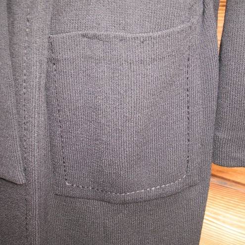 St. John  Caviar Black Knit Wool Blend Belted Coat