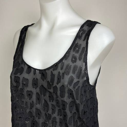 Equipment  $158 Kaylen Black Silk Animal Leopard Print Sleeveless Tank Top Sz XS