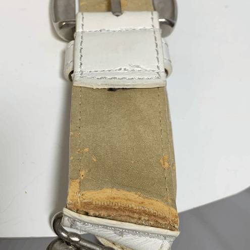 Vera Pelle Vintage  Italian White Leather and Silver Ball Accent Belt