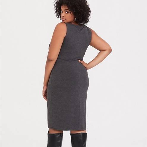 Torrid CHARCOAL GREY JERSEY TIE FRONT SHIFT DRESS