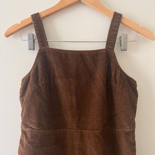 American Eagle Brown Corduroy Overalls Babydoll Mini Dress Size XS