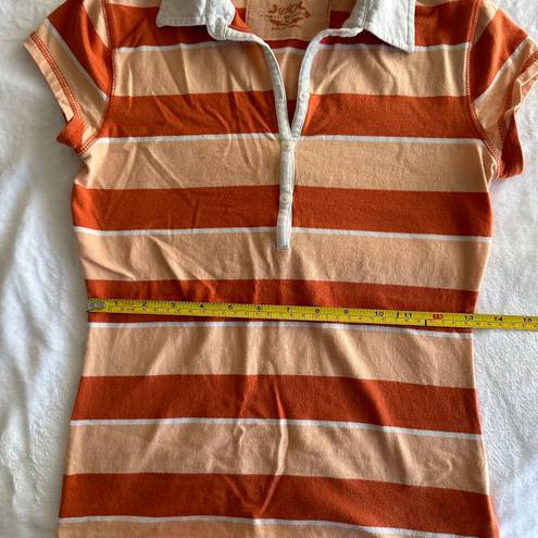 Y2K Orange Stripped Collared Shirt Size M