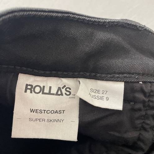 Rolla's  Jeans Womens 27 Black Westcoast Super Skinny Distressed Mid Rise Stretch