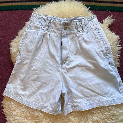 Brittania Vintage Super light wash ultra high rise paper bag waist denim shorts 