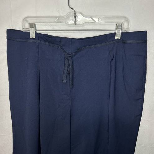 Suzanne Betro NWT  Navy Pleated Wide-Leg Crop Pants Size 2X (38x24) Tie Waist