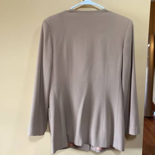 Oleg Cassini  💯 Wool Long Tan Blazer Jacket Size 8