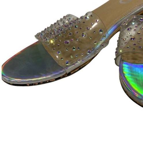 EGO  Slip-On Rhinestone Sandals in Iridescent