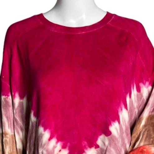 Rachel Zoe  Dolman Sleeve Tie Dye Tee Pink Purple Crew Neck Long Sleeve