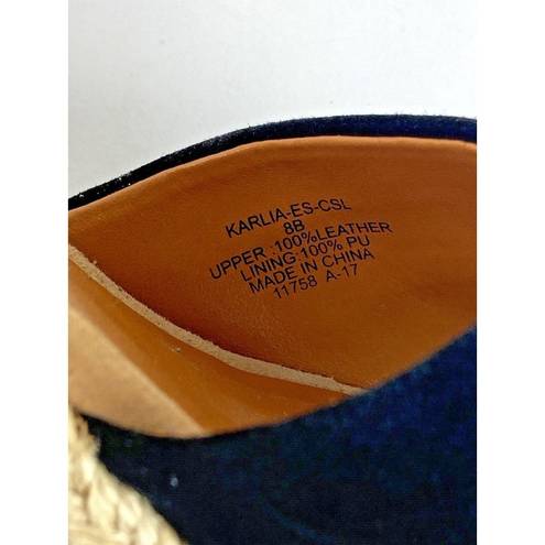 Ralph Lauren LAUREN  Karlia Suede Leather Slip On Espadrille Wedge Heels Womens 8