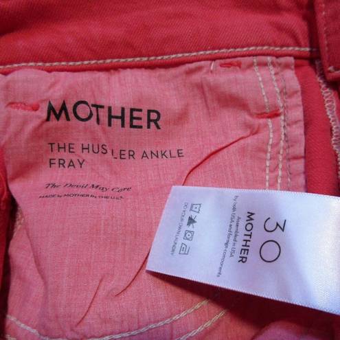 ma*rs NWT Mother Hustler Ankle Fray in  Red High Rise Bootcut Crop Jeans 30