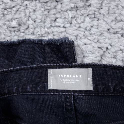 Everlane  The Rigid Way High Denim Jean Shorts High Rise Button Fly Black Size 28