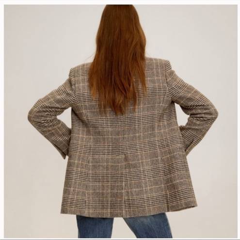 Mango  Wool Blend Fringe Plaid Blazer Sz S