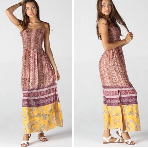 Angie Boho Tribal Print Maxi Slit Dress