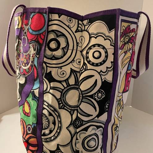 Brighton  Groove II Bag Tote LOVE Canvas Colorful Zip Pocket LARGE Retro