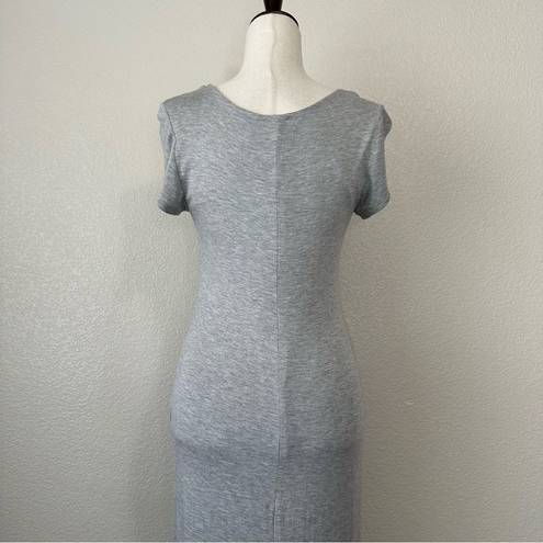 See You Monday  Gray Bodycon V-neck Midi Dress