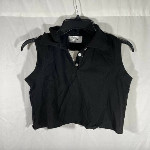 SEEK the Label NWT  Black Polo Sleeveless Crop Top