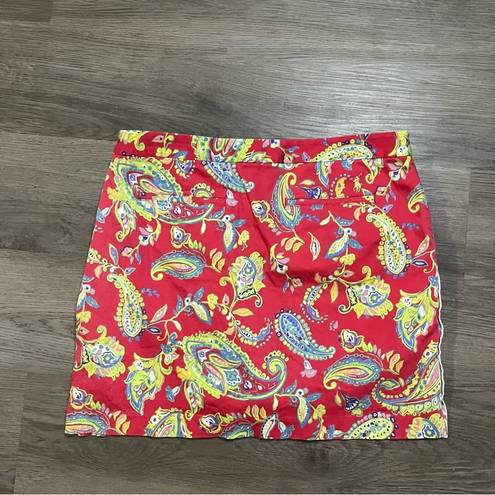 Polo  Golf Ralph Lauren Womens Paisley Golf Skort Pockets Size 12 Red Yellow