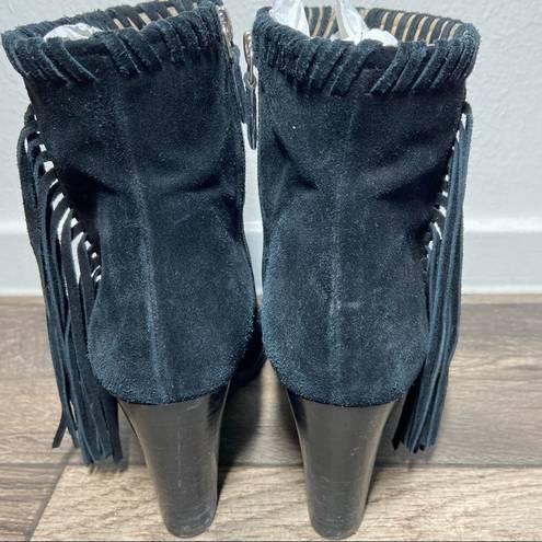 Polo  Ralph Lauren Ankle Booties Suede Boots Fringe Leather Black Western 9