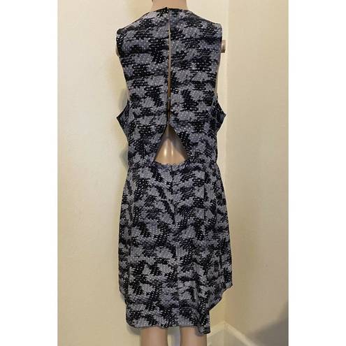 Rebecca Taylor $325  Size 10 Silk Mini Gray Dress Summer Storm Snake Snakeskin