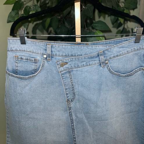 Hunter McGRADY ALL WORTHY Asymmetrical Front Wrap Denim Skirt Size 14