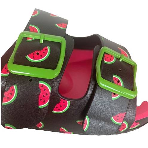 Betsey Johnson  Calli Black Pink Dopamine Fruit Print Sandals Size 7