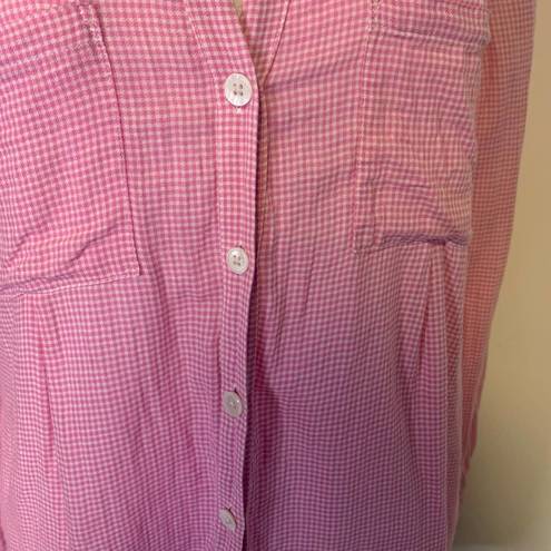 Joie  pink & white gingham button down shirt size S