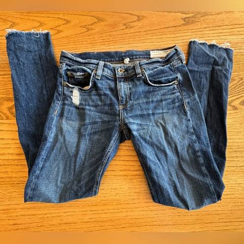 Rag and Bone  DRE Boyfriend Jeans Mabel Wash Size 25 Distressed Raw‎ Hem