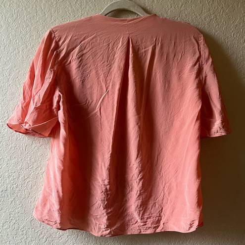 Joie  peach coral 100% silk career button summer minimalist butterfly v-neck cute