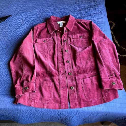 Sag Harbor  Jean Co Corduroy Burgundy Jacket - Size 14