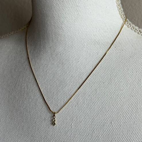 Dainty faceted rhinestones gold tone necklace