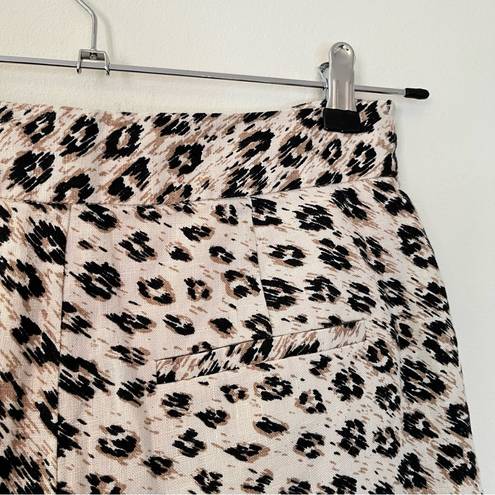 Joie  Linen Carden Cappuccino Leopard Print Tie Waist High Rise Shorts