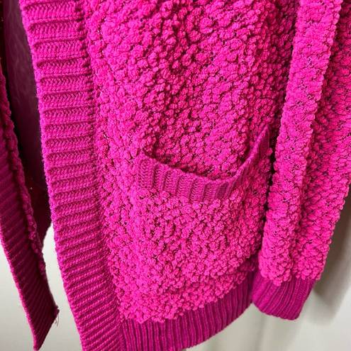 Zenana Outfitters Cardigan LARGE Pink Popcorn Knit Open Front Barbiecore Winter Minimalist