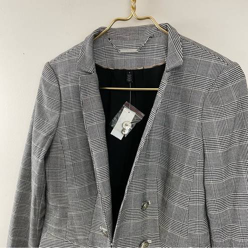 White House | Black Market  Glen Plaid Checked Black Stretch Blazer Jacket 4 new