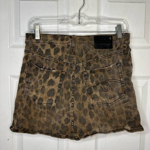 R13  High Rise Leopard Print Distressed Stretch Mini Skirt Taylor Swift Mobwife