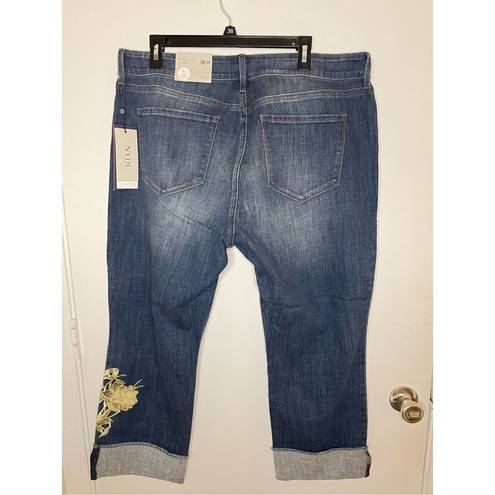 NYDJ NWT  Marilyn Straight Ankle Cuffed Jeans /Gold Appliqué Blue Size 18W