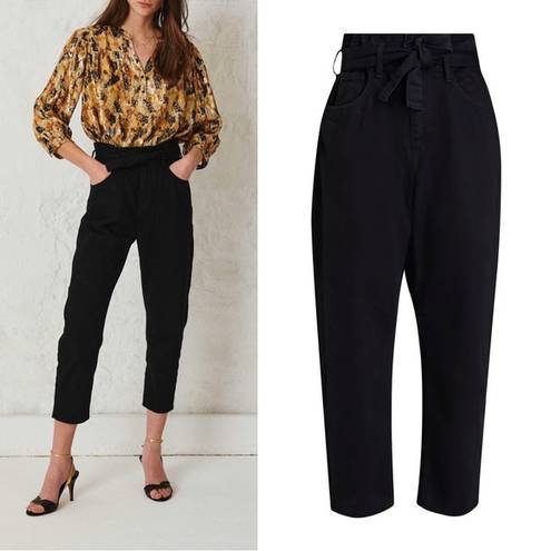 Ba&sh  • Jalia Trousers jeans belted crop high waist paper bag Blackstone denim