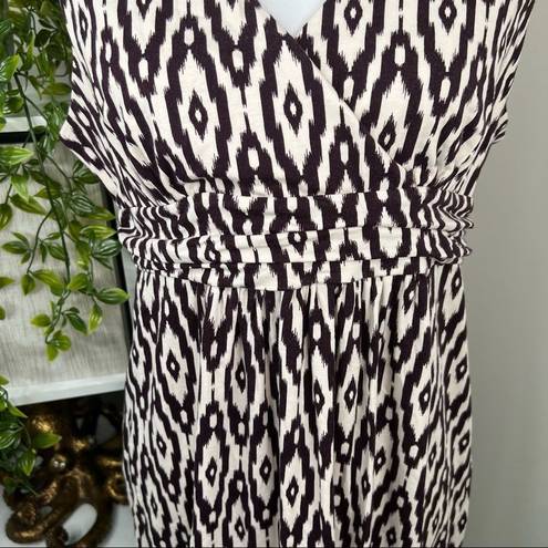 Loft 🎉  Outlet V neck Maxi Dress Deep Purple and Ivory Sleeveless Size LP