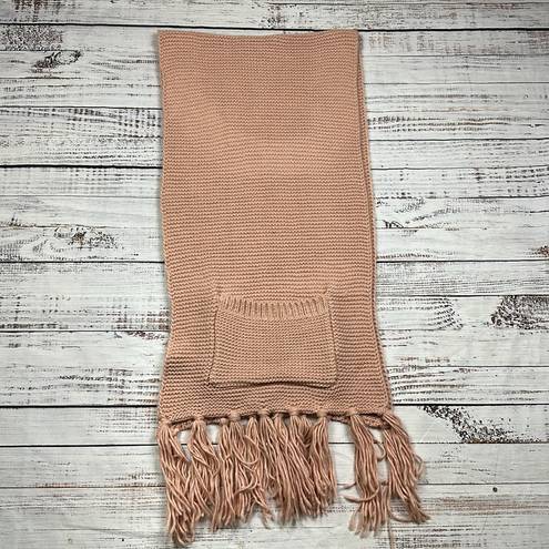 Pilcro  Anthropologie knit fringe scarf pockets blush pink