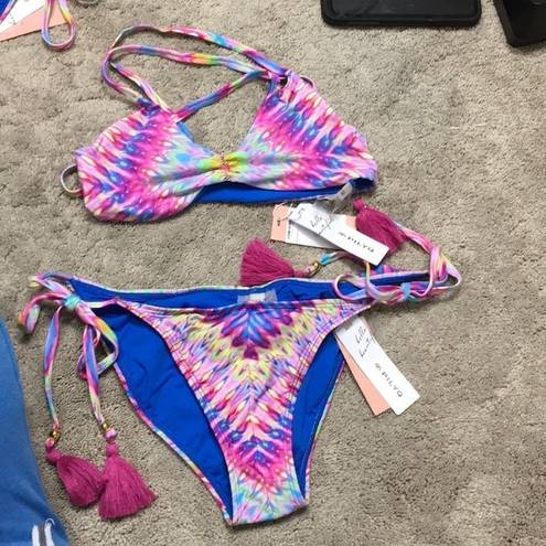 PilyQ  Modeea bikini with reversible top. S-top/M-bottom. NWT