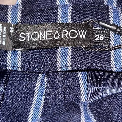 The Row STONE VOLCOM FUTURE ME STRIPE PANTS BLUE STRIPED HIGH WAISTED CROPPED ANKLE