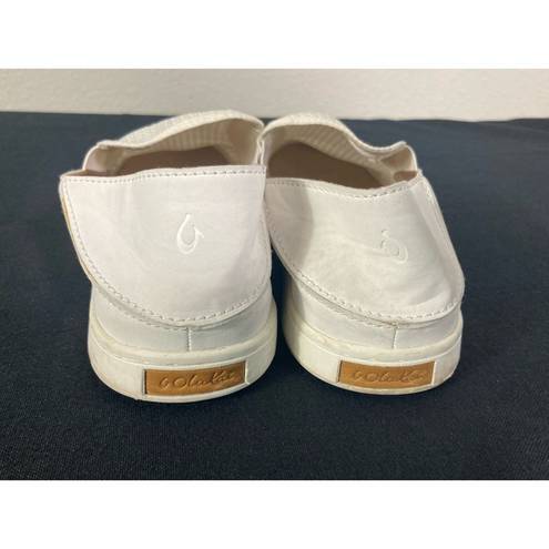 Olukai  Peheau Loafer Women's 8.5 White Leather Comfort 20271 Shoes
