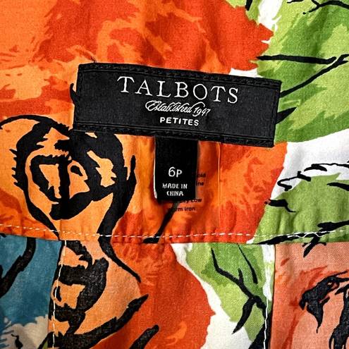 Talbots  Petites Pleated Floral A-Line Mini Skirt 100% Cotton Women's 6P Multi