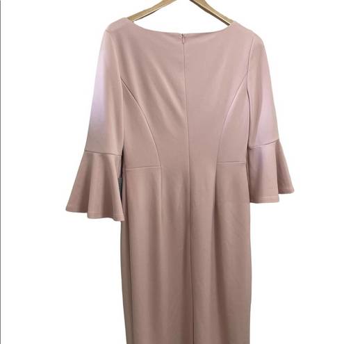 Harper  Rose Women's Pink Blush Bell Sleeve Bateau Neck Sheath Dress NWT Sz 8