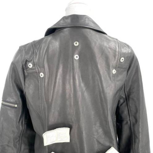 Unif  Leather Moto Biker Jacket I'd Rather Be Nowhere Punk Black size Small