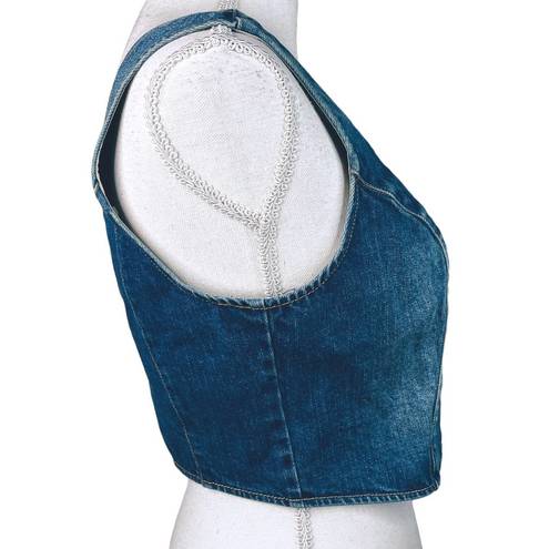 Ramy Brook  Clemence Denim Vest Cropped Top Blue Jean NWT S / M