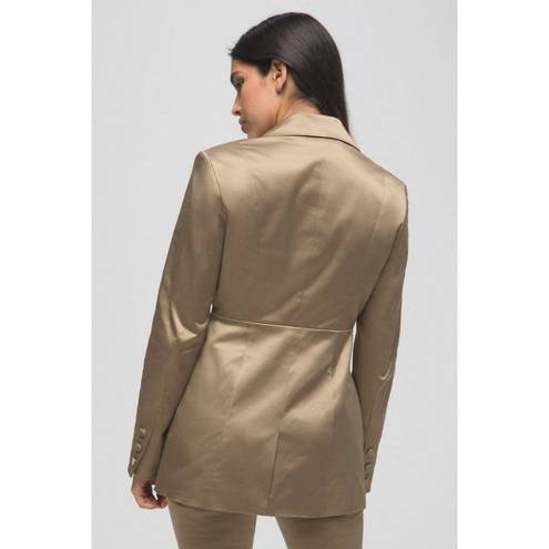 Good American  Fit and Flatter Sateen Blazer Tan Size 4 Cutout Pointed Lapel